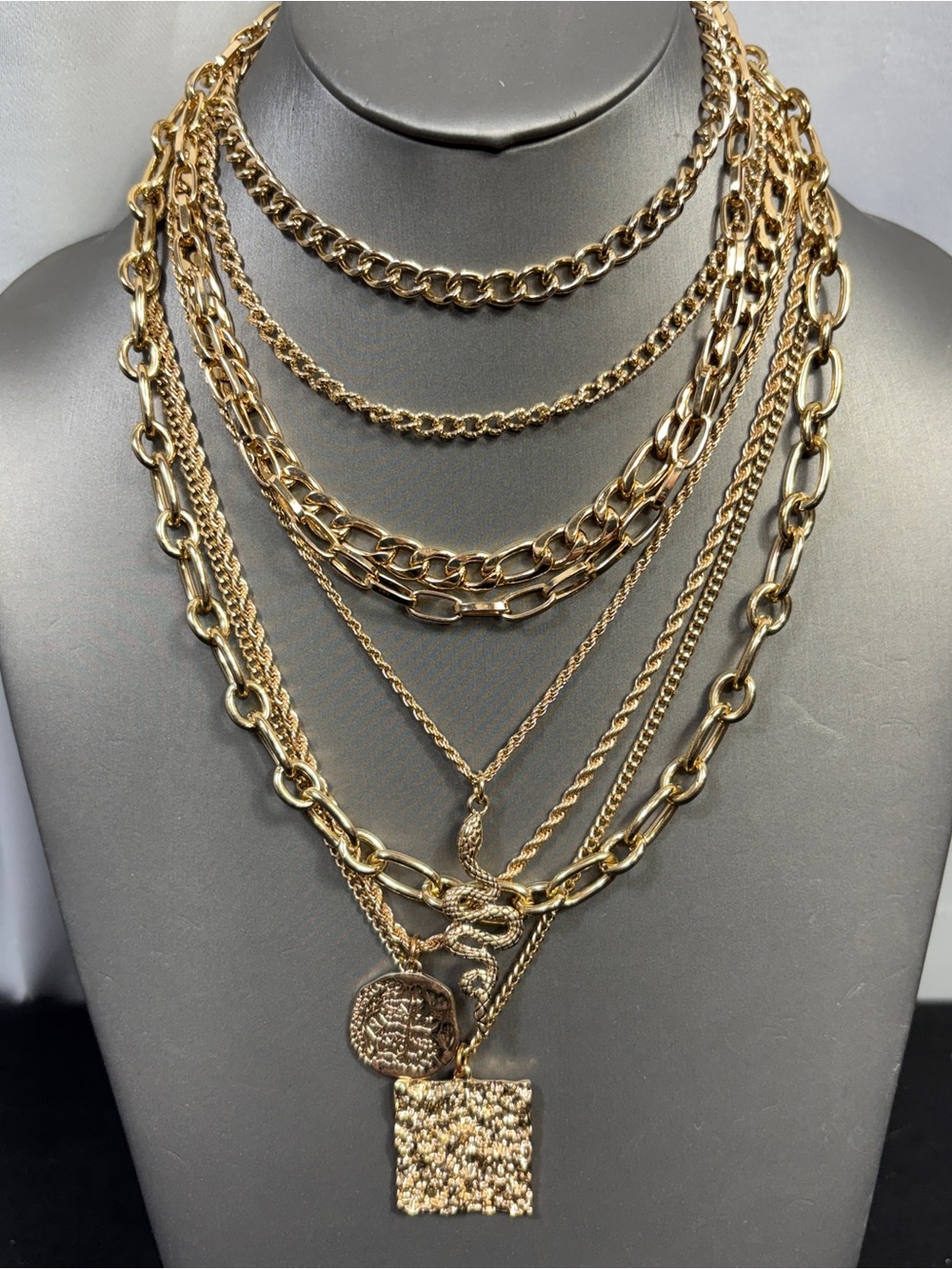 Lovisa Necklace Stack Goldtone Chain LInk Lot of 6 Mix Match